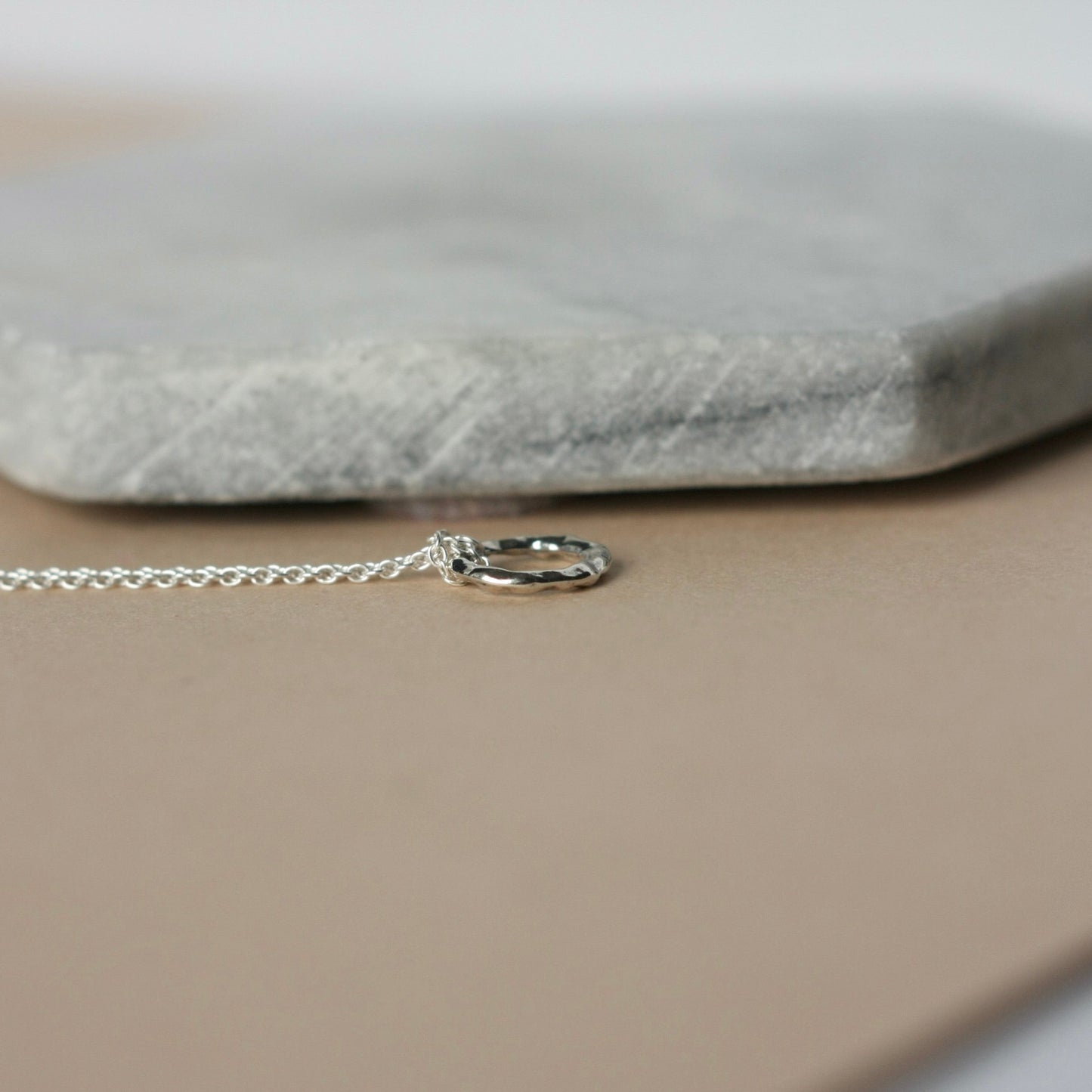 Rustic Sterling Silver Circle Necklace