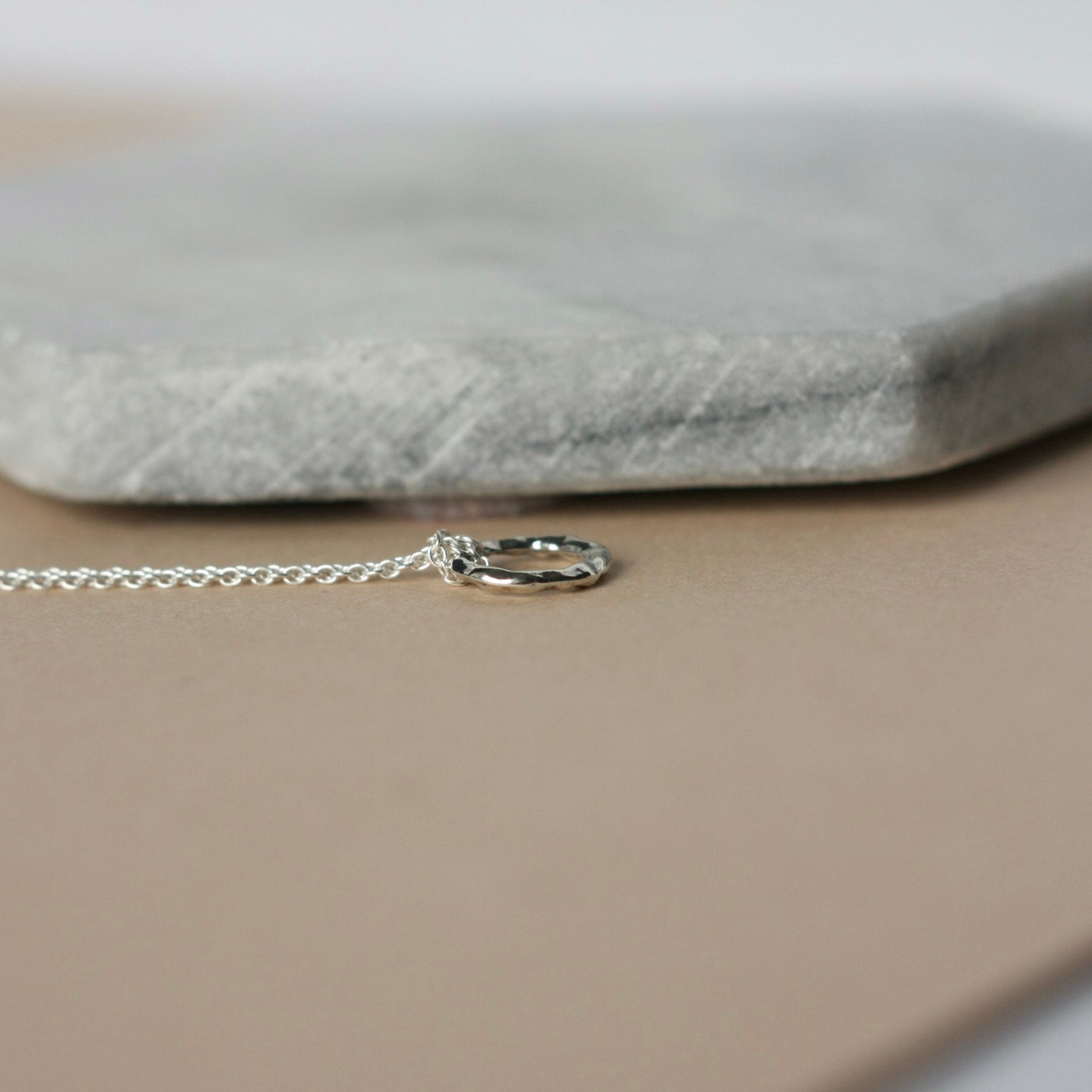Rustic Sterling Silver Circle Necklace