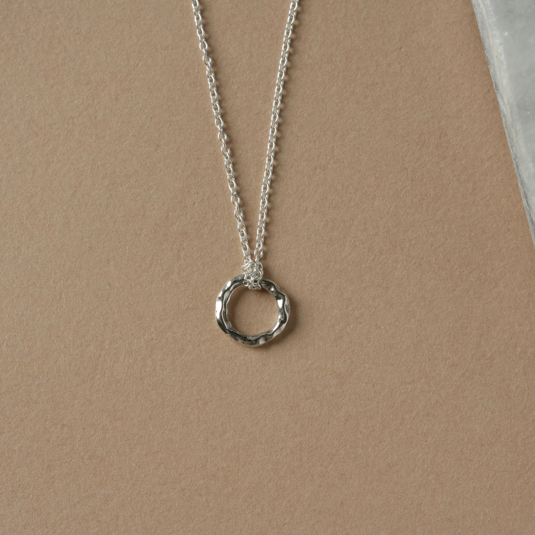 Rustic Sterling Silver Circle Necklace