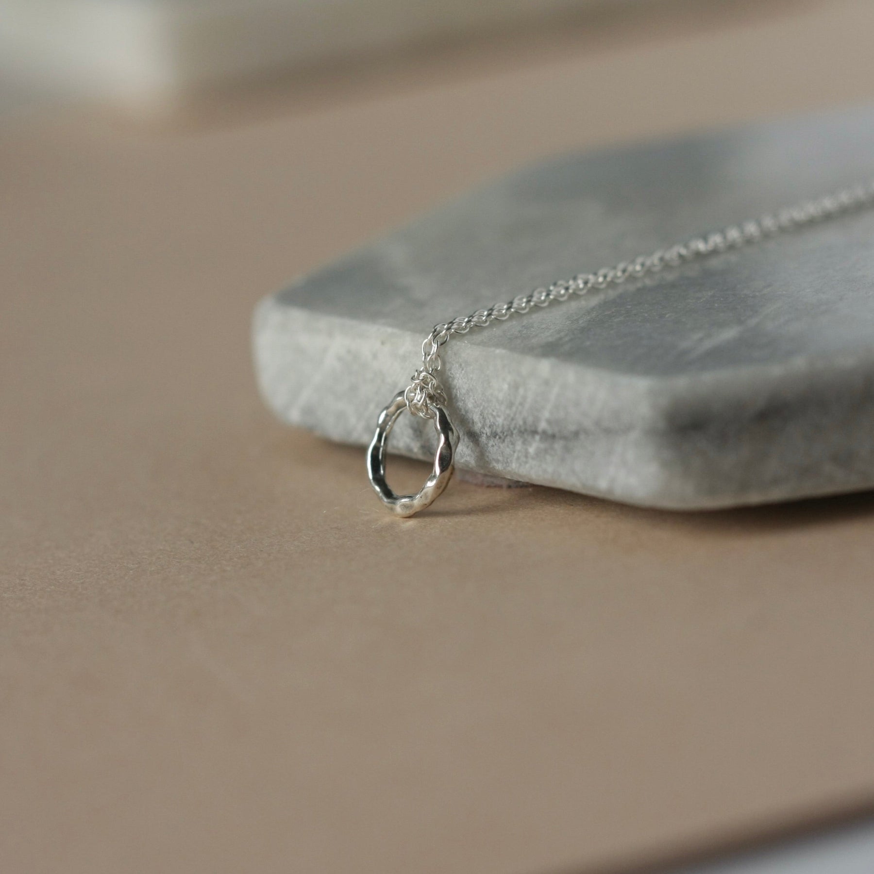 Rustic Sterling Silver Circle Necklace