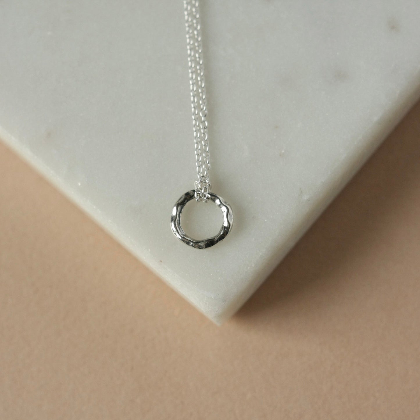Rustic Sterling Silver Circle Necklace