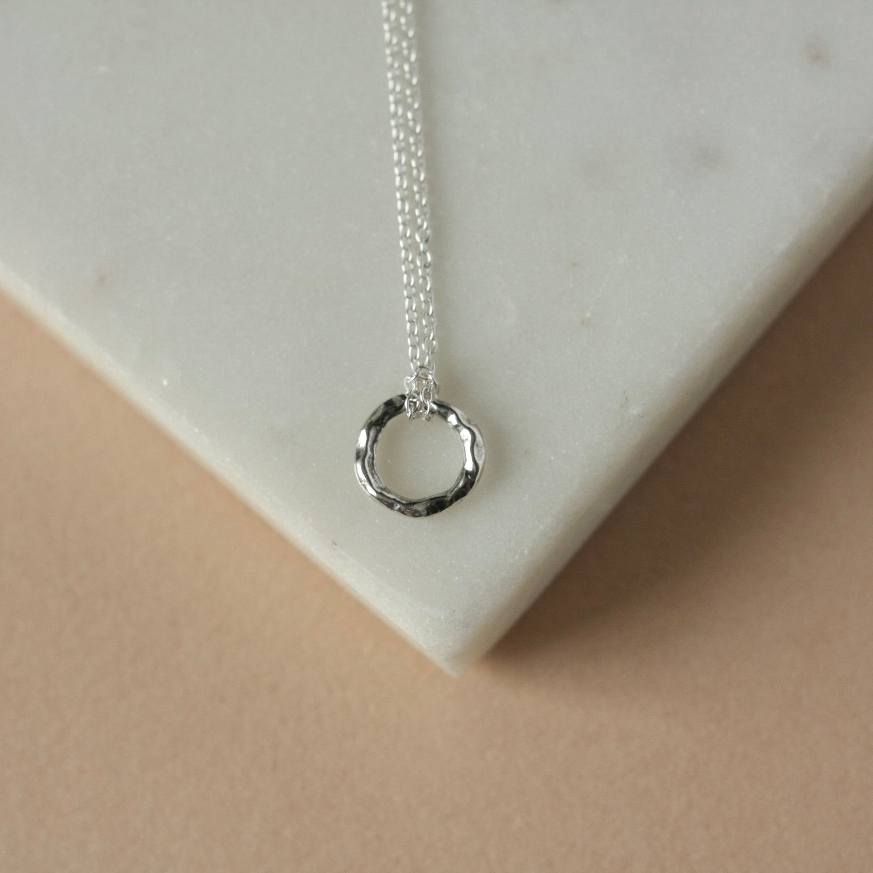 Rustic Sterling Silver Circle Necklace