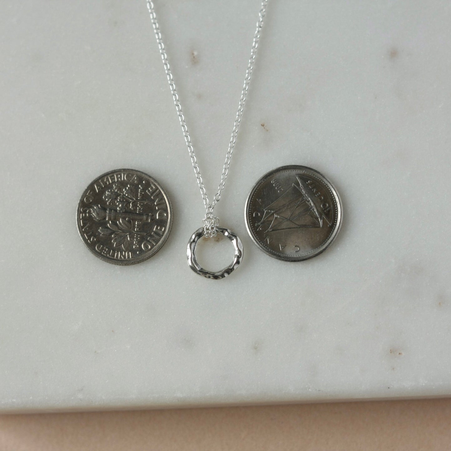 Rustic Sterling Silver Circle Necklace