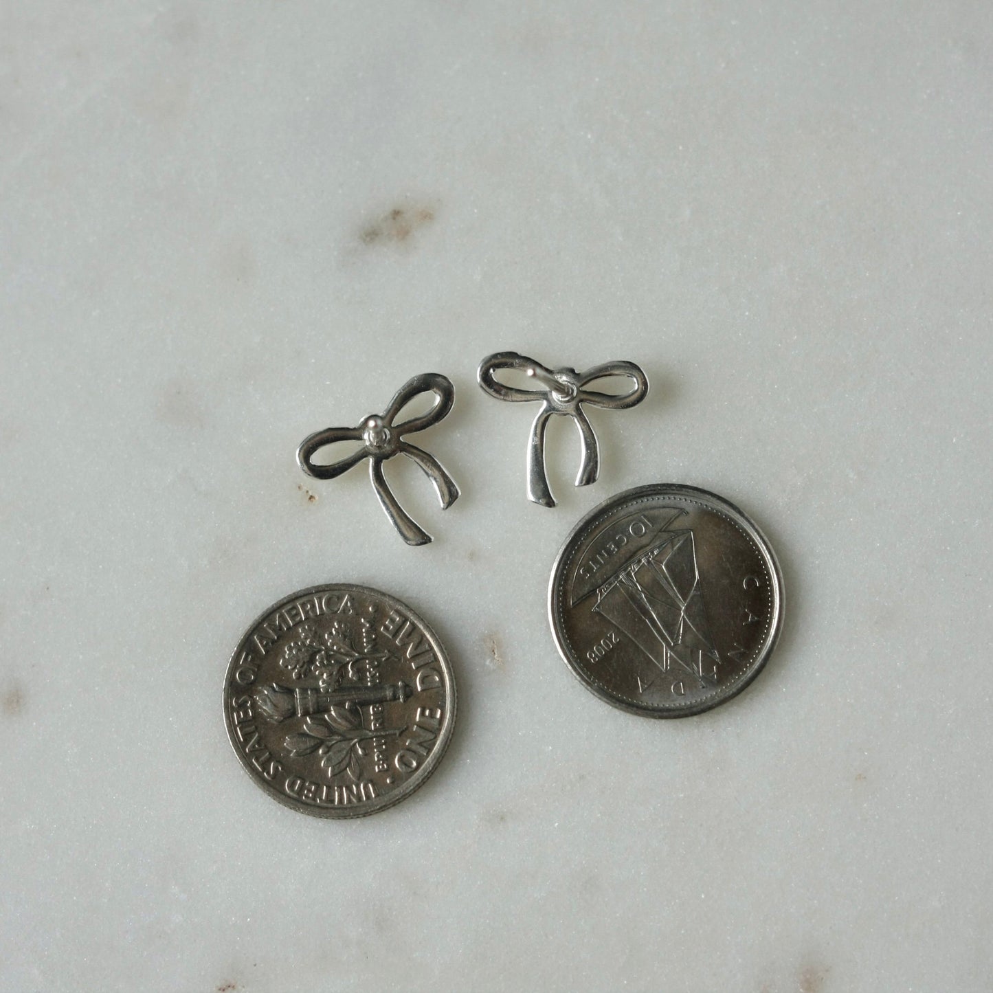 Silver Bow Stud Earrings