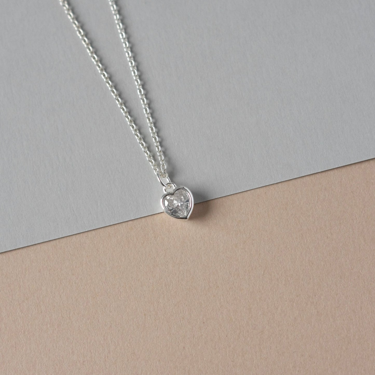 Dainty Sparkly Silver Heart Necklace