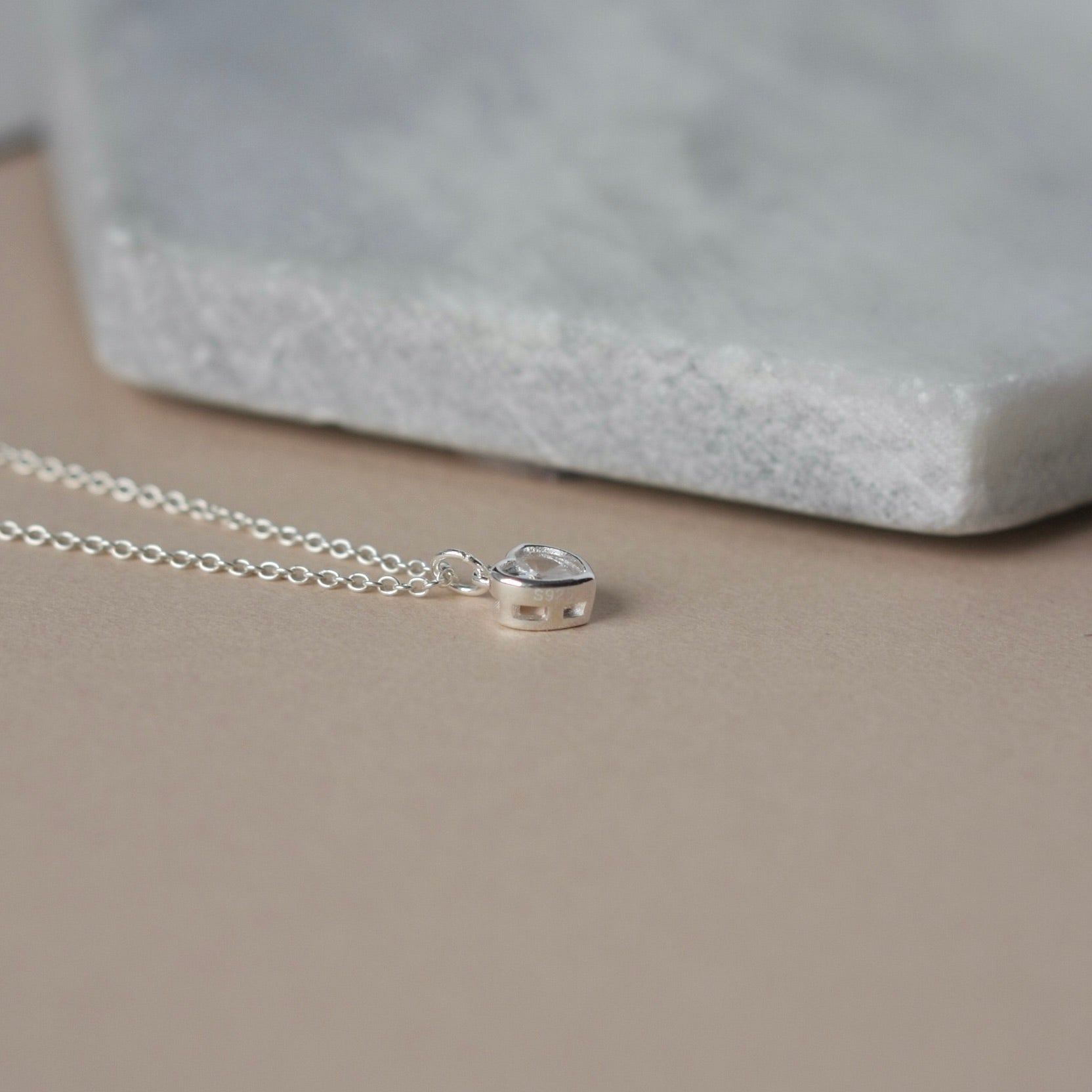 Dainty Sparkly Silver Heart Necklace