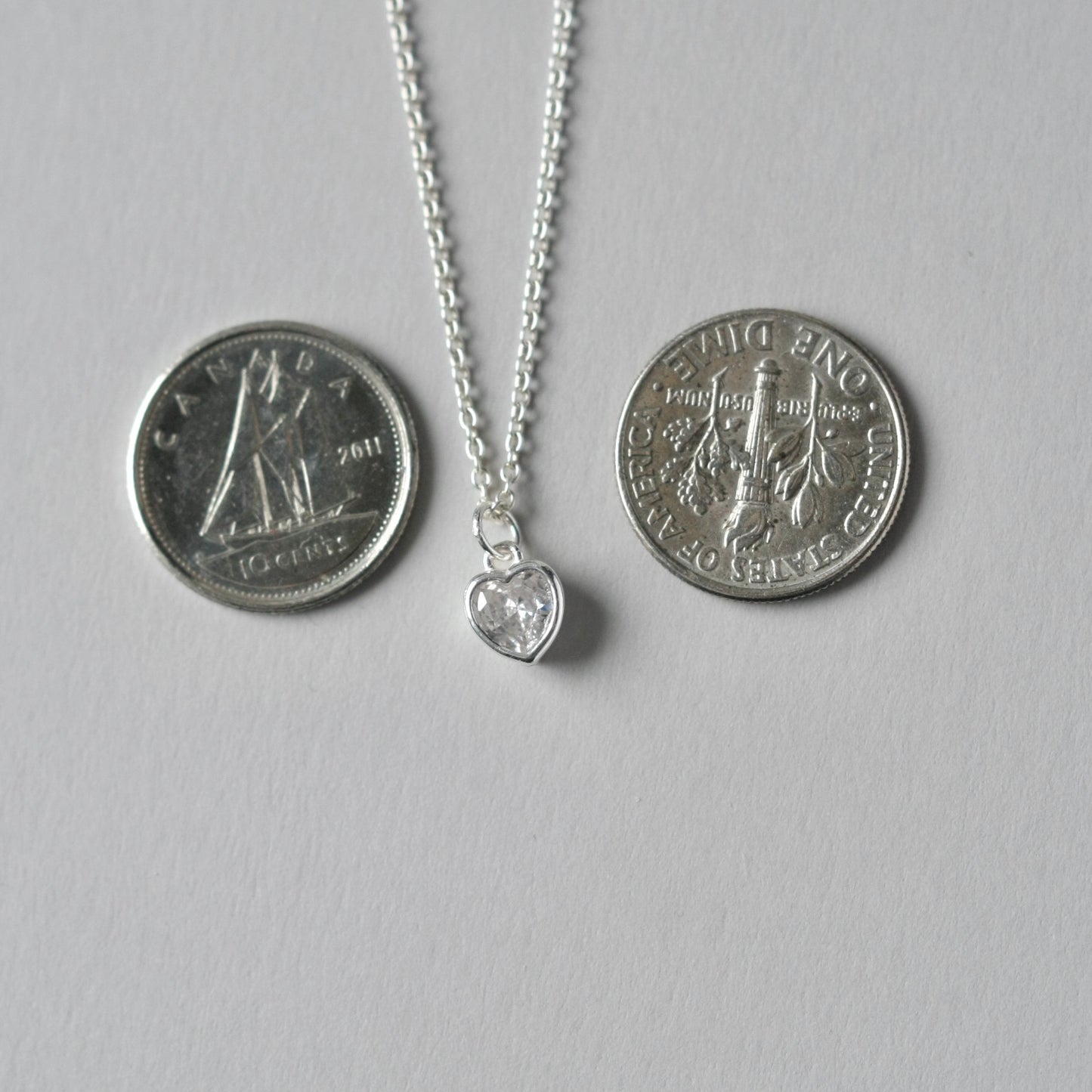 Tiny Faceted Heart Charm Necklace