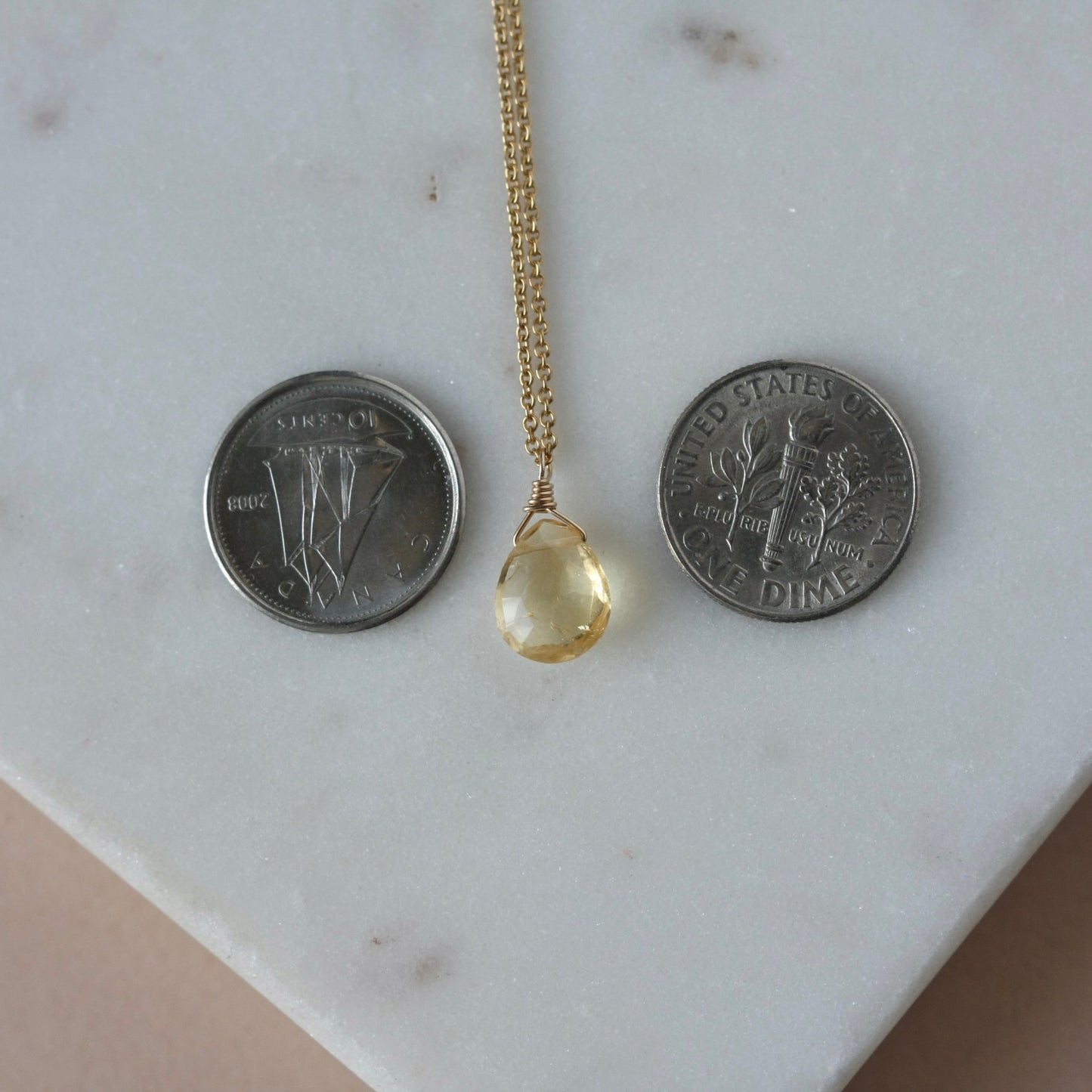 Small Faceted Gold Citrine Briolette Necklace