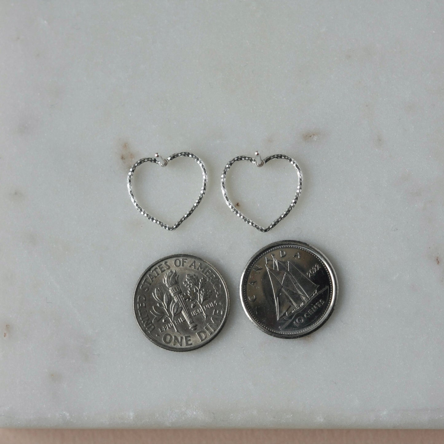 Big Sparkly Silver Heart Studs