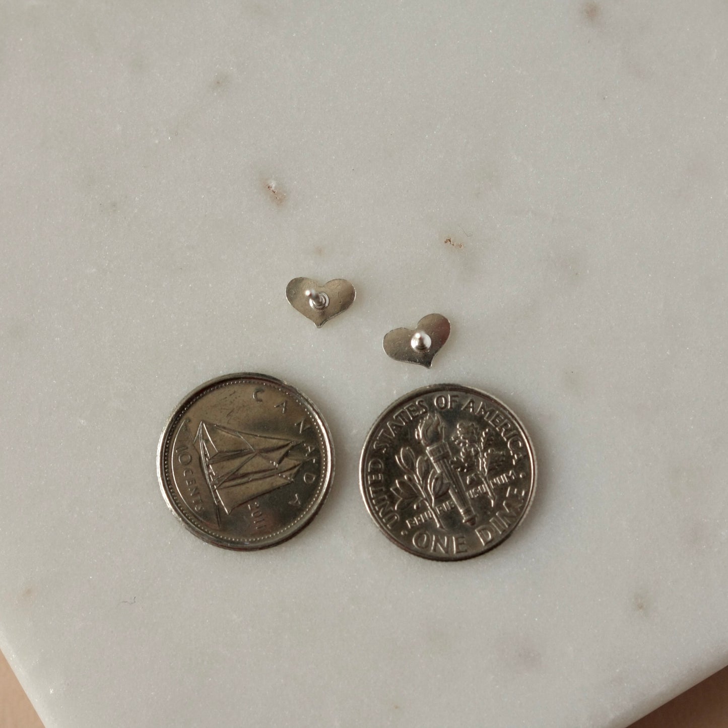 Tiny Hammered Sterling Silver Heart Studs