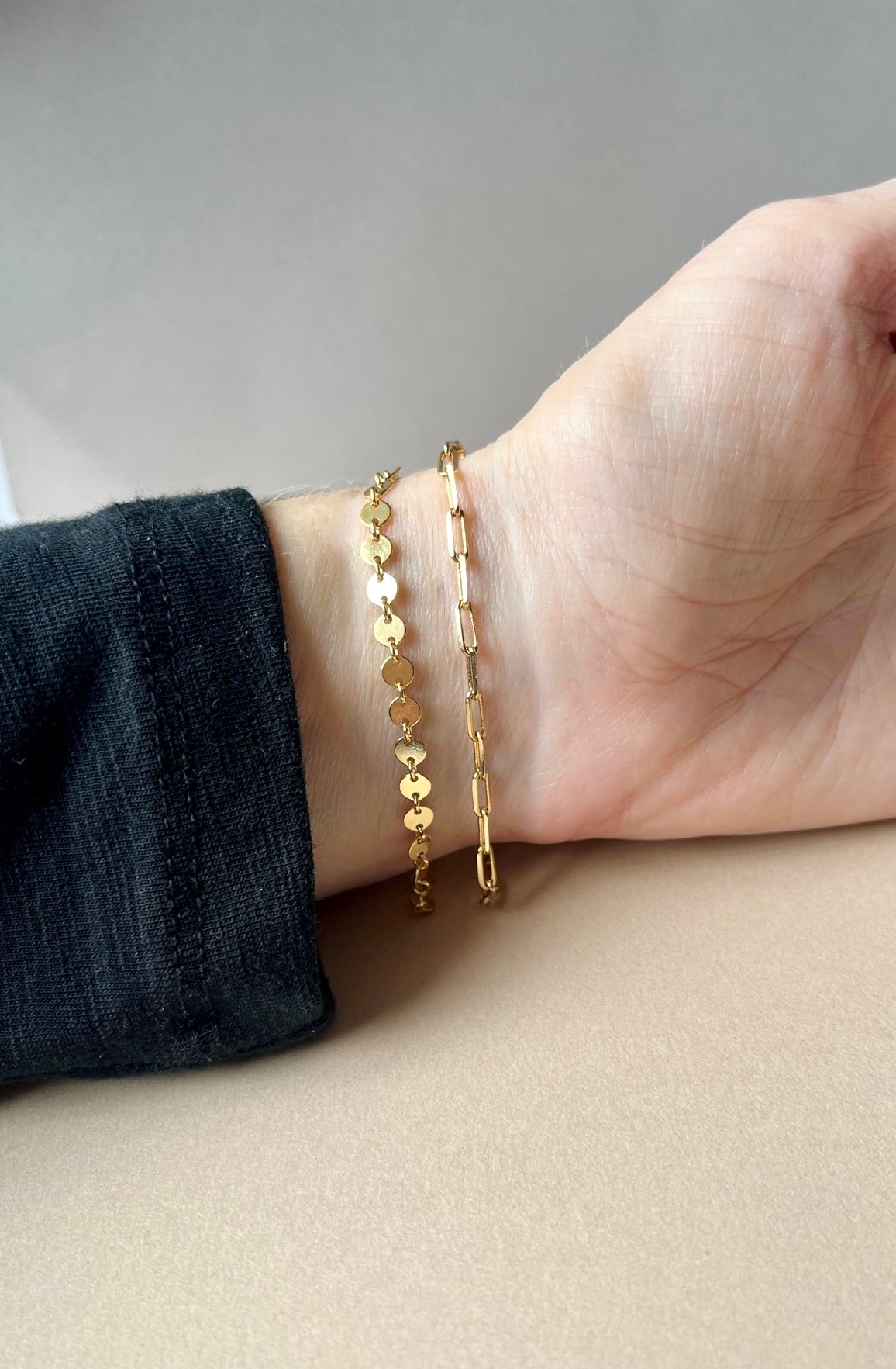 Gold Disc Sequin Chain Bracelet