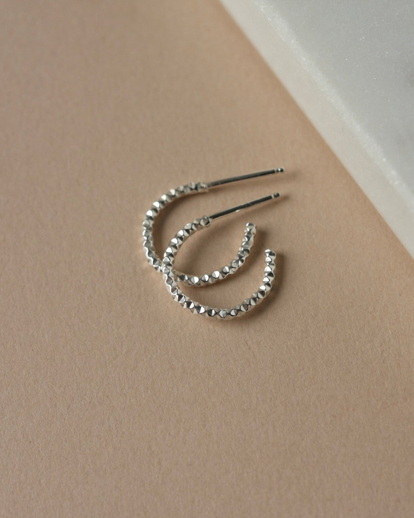 Small Sparkly 3/4 Silver Hoop Earrings