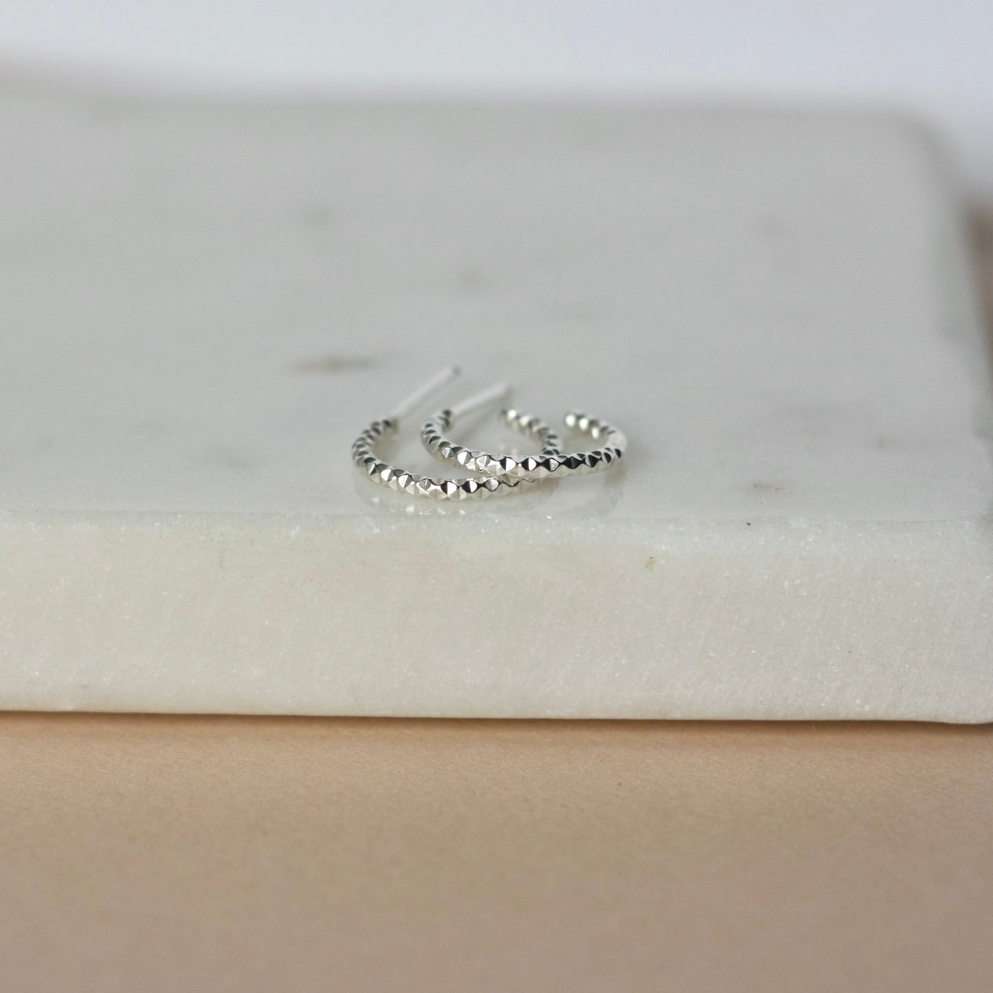 Small Sparkly 3/4 Silver Hoop Earrings