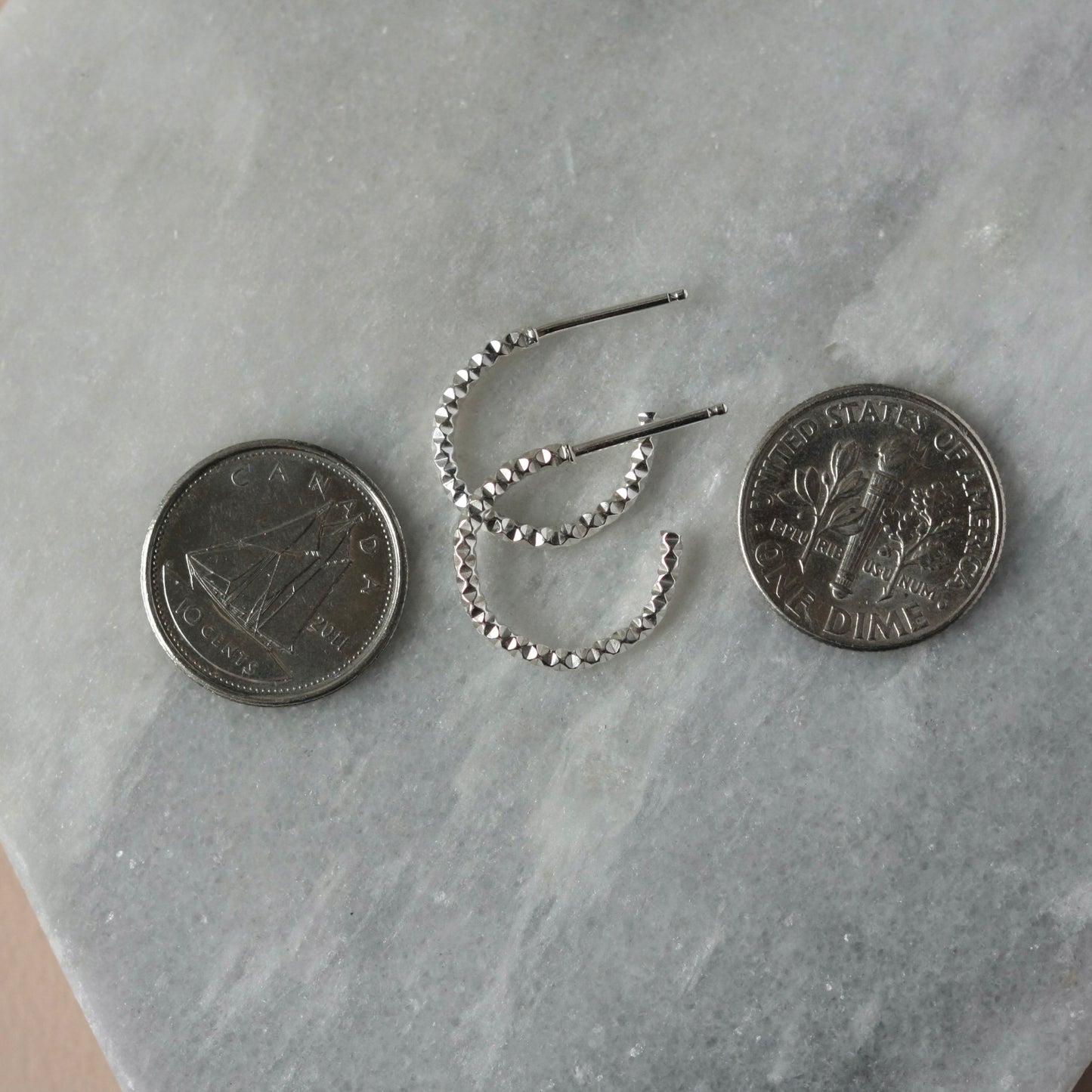 Small Sparkly 3/4 Silver Hoop Earrings
