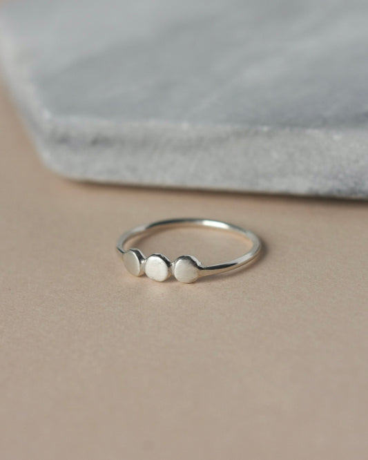 Sterling Silver Three Pebble Ring