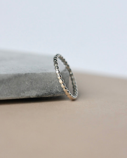Hammered Sterling Silver Beaded Stacking Ring