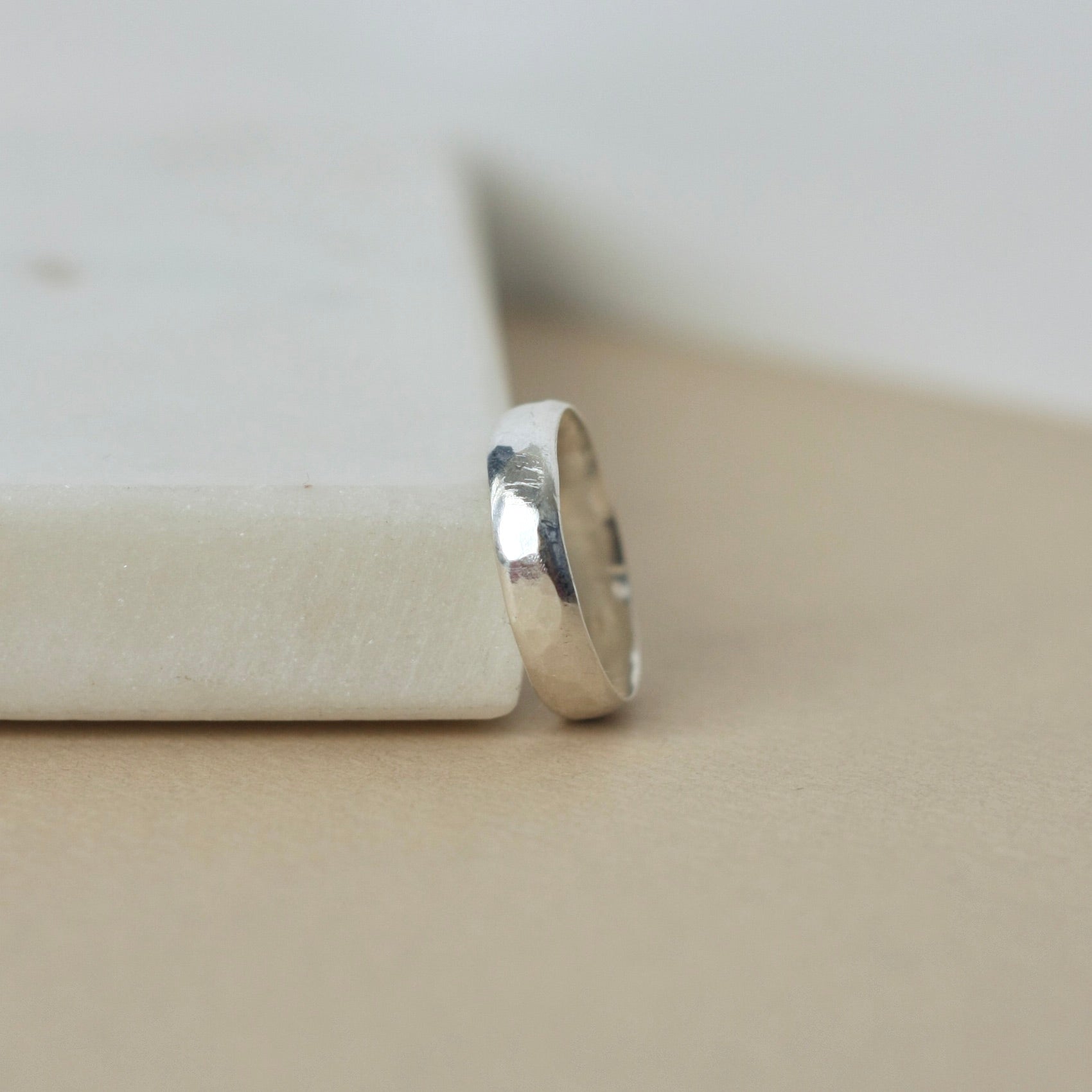 Wide Hammered Sterling Silver Ring