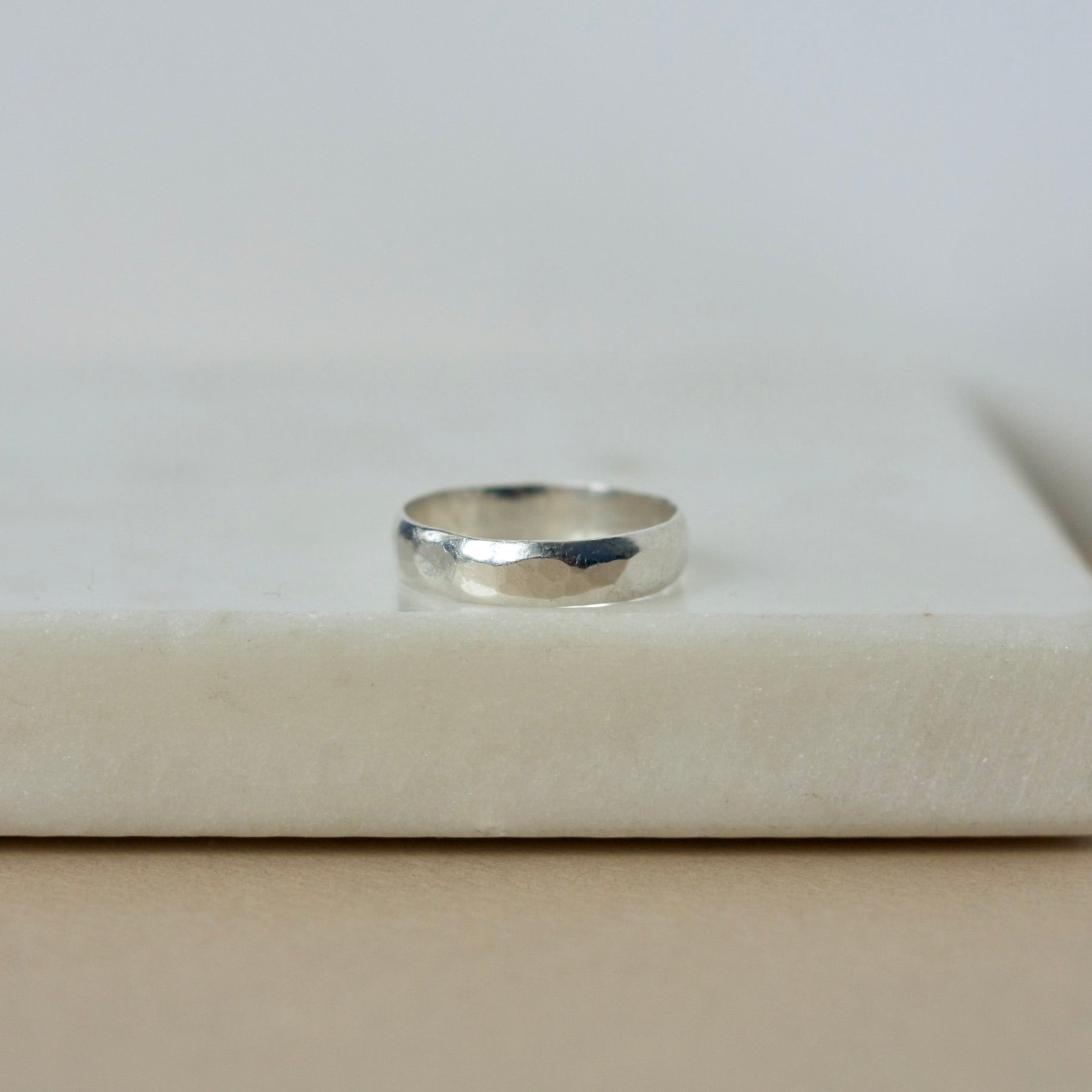 Wide Hammered Sterling Silver Ring
