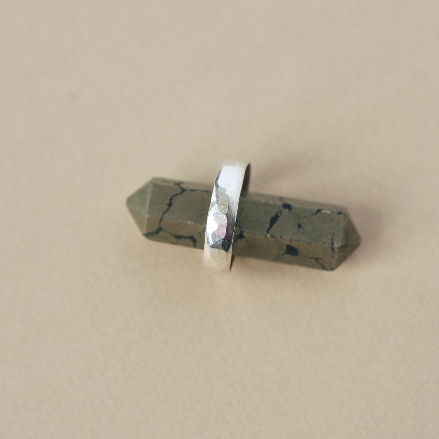 Wide Hammered Sterling Silver Ring