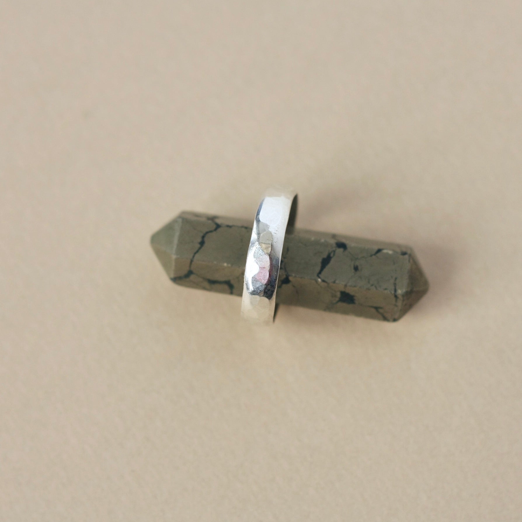 Wide Hammered Sterling Silver Ring