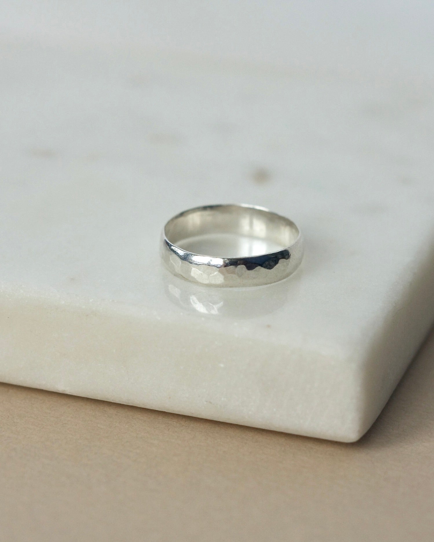 Wide Hammered Sterling Silver Ring
