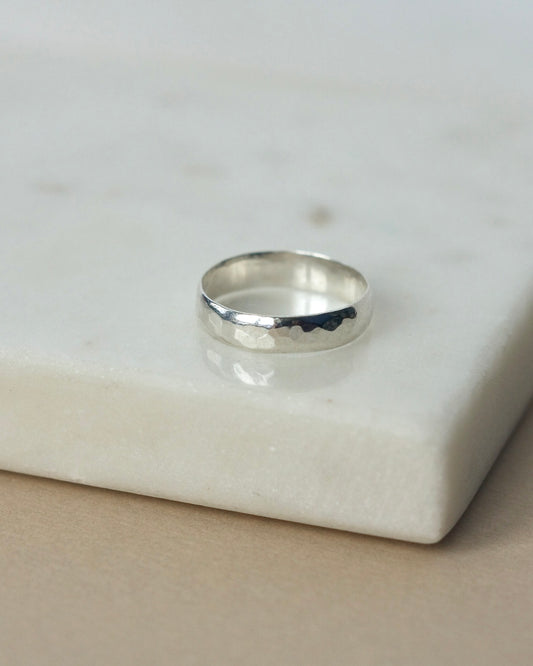 Wide Hammered Sterling Silver Ring