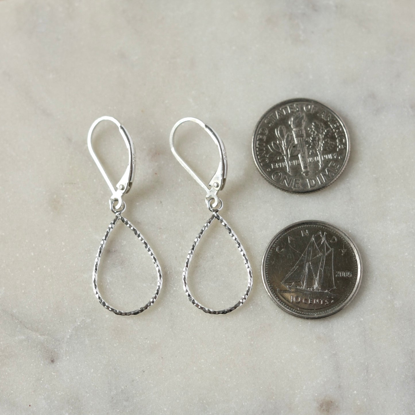Sparkly Sterling Silver Leverback Earrings