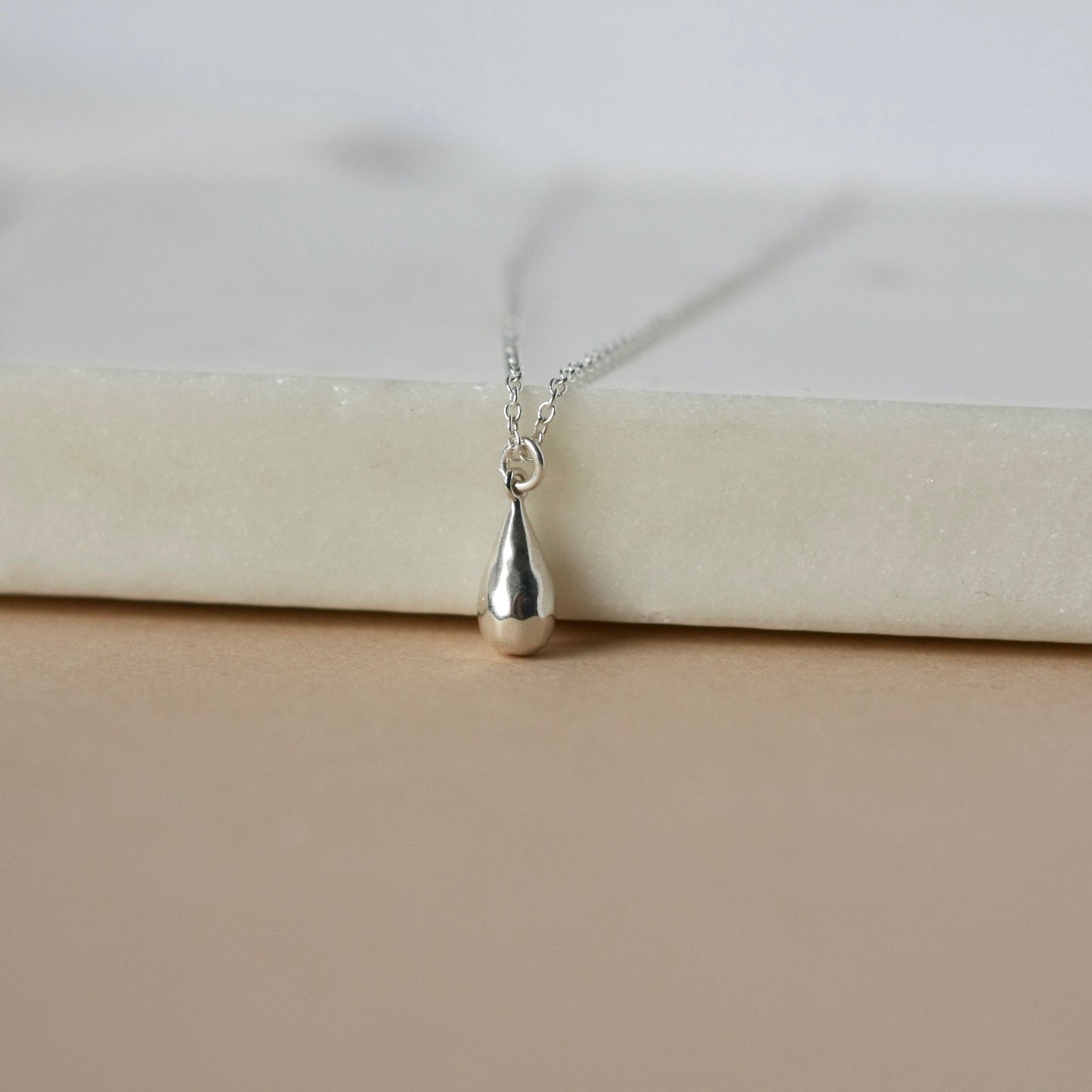 Solid Sterling Silver Teardrop Necklace