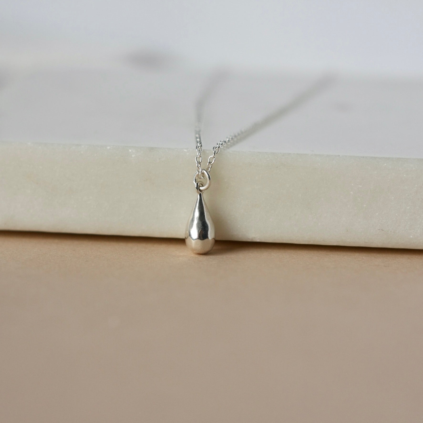 Solid Sterling Silver Teardrop Necklace