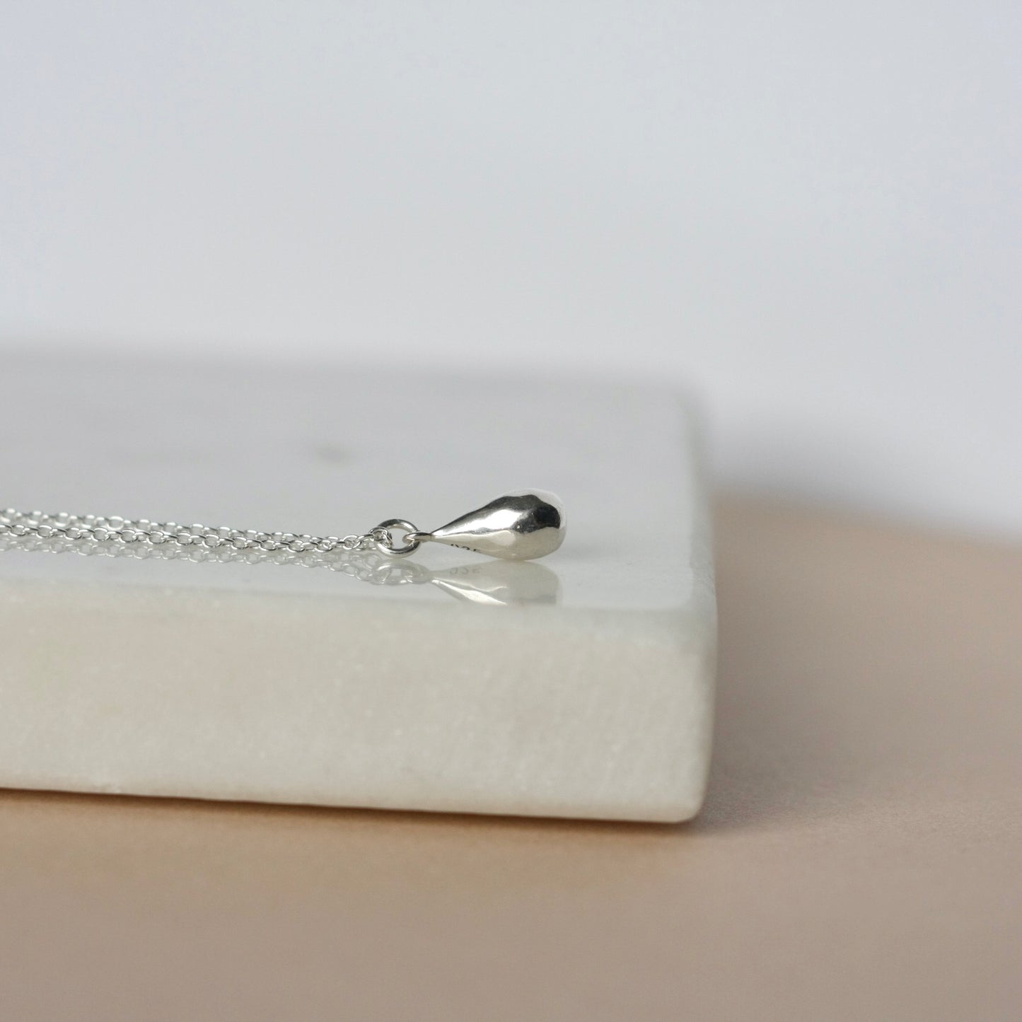Solid Sterling Silver Teardrop Necklace