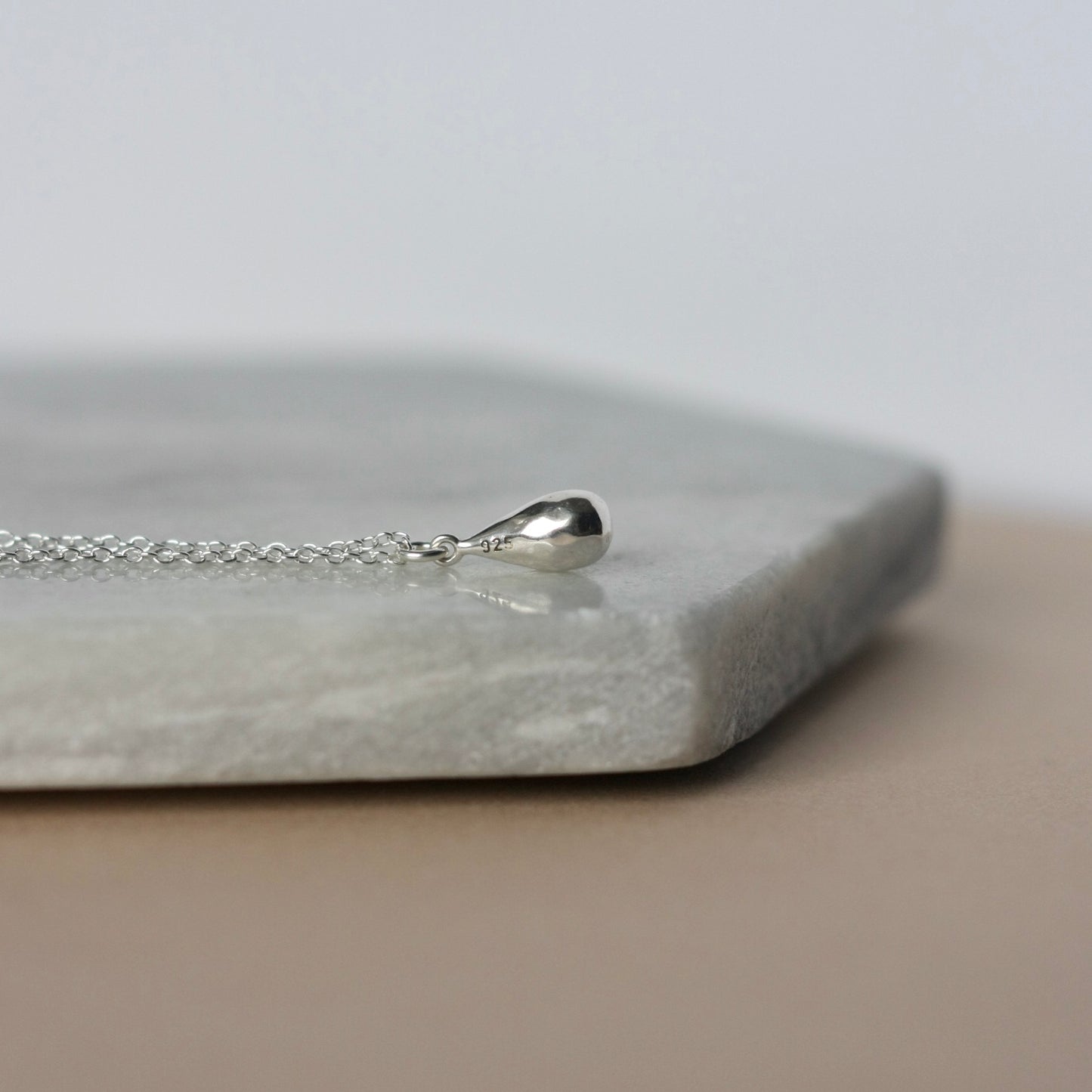 Solid Sterling Silver Teardrop Necklace