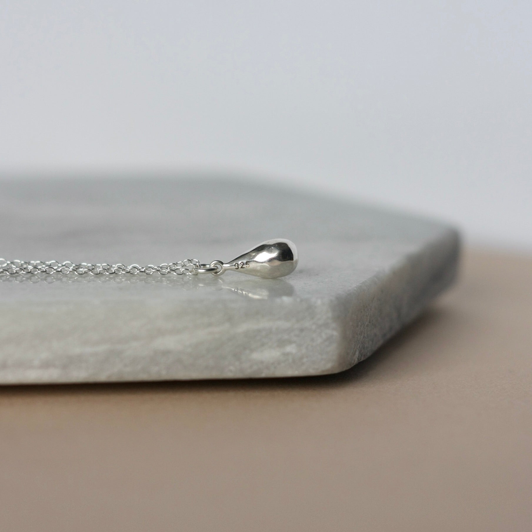 Solid Sterling Silver Teardrop Necklace