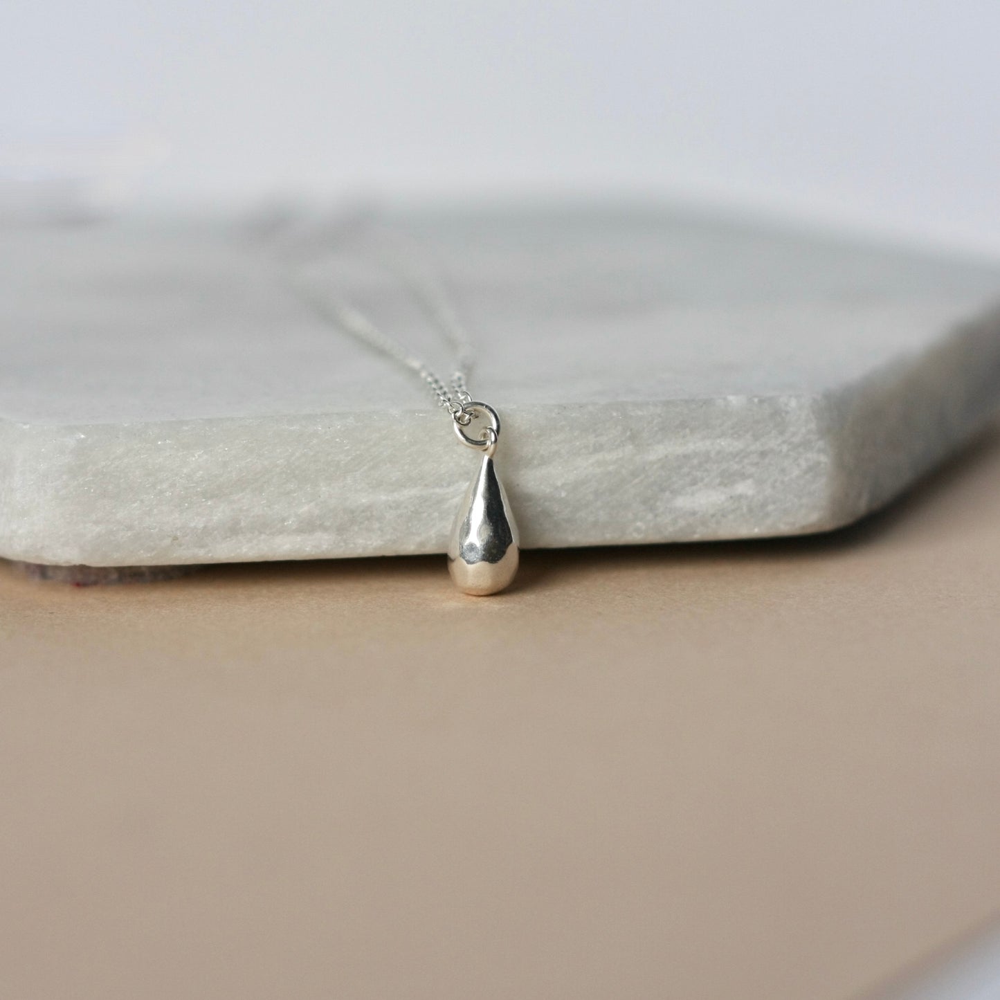 Solid Sterling Silver Teardrop Necklace