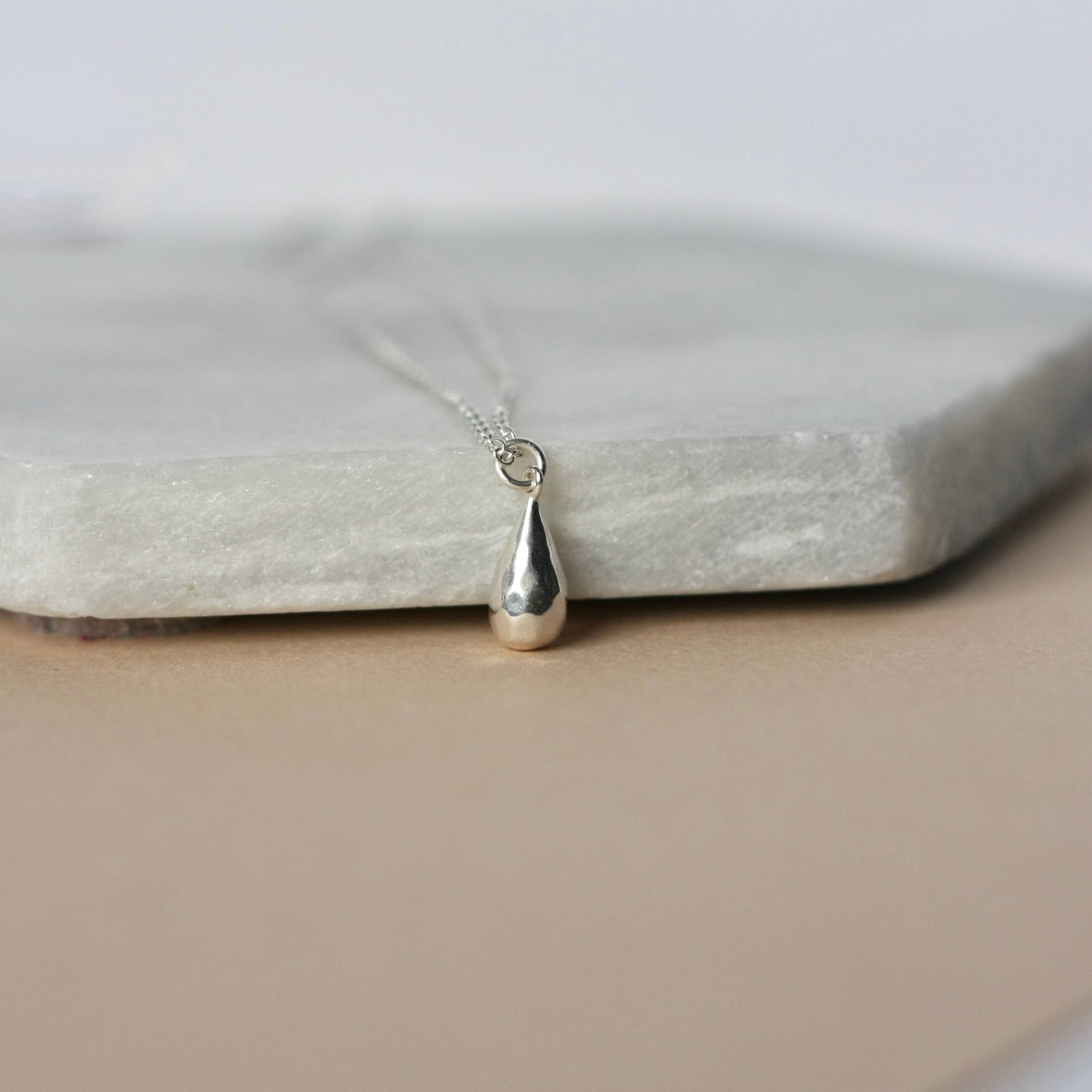 Solid Sterling Silver Teardrop Necklace
