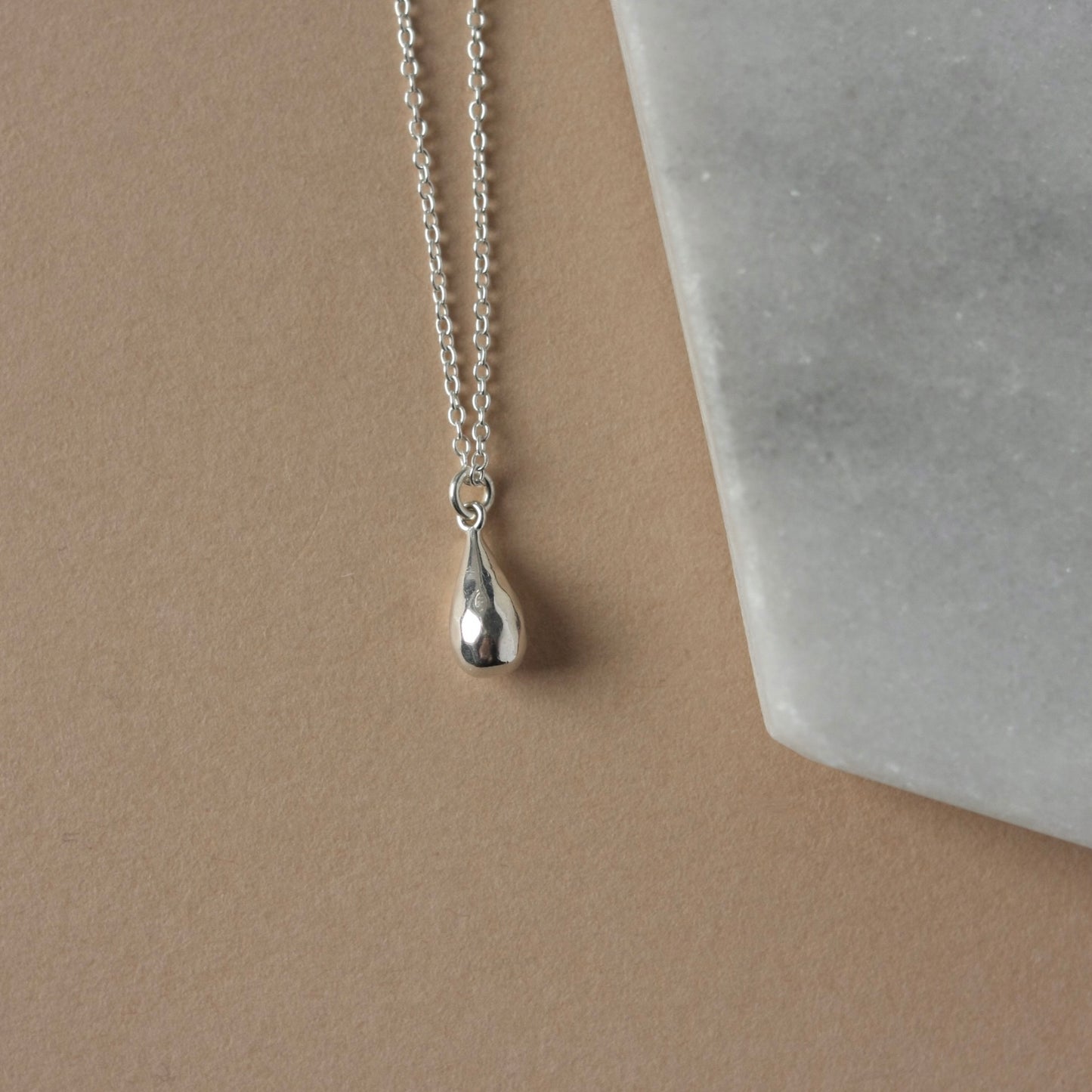 Solid Sterling Silver Teardrop Necklace
