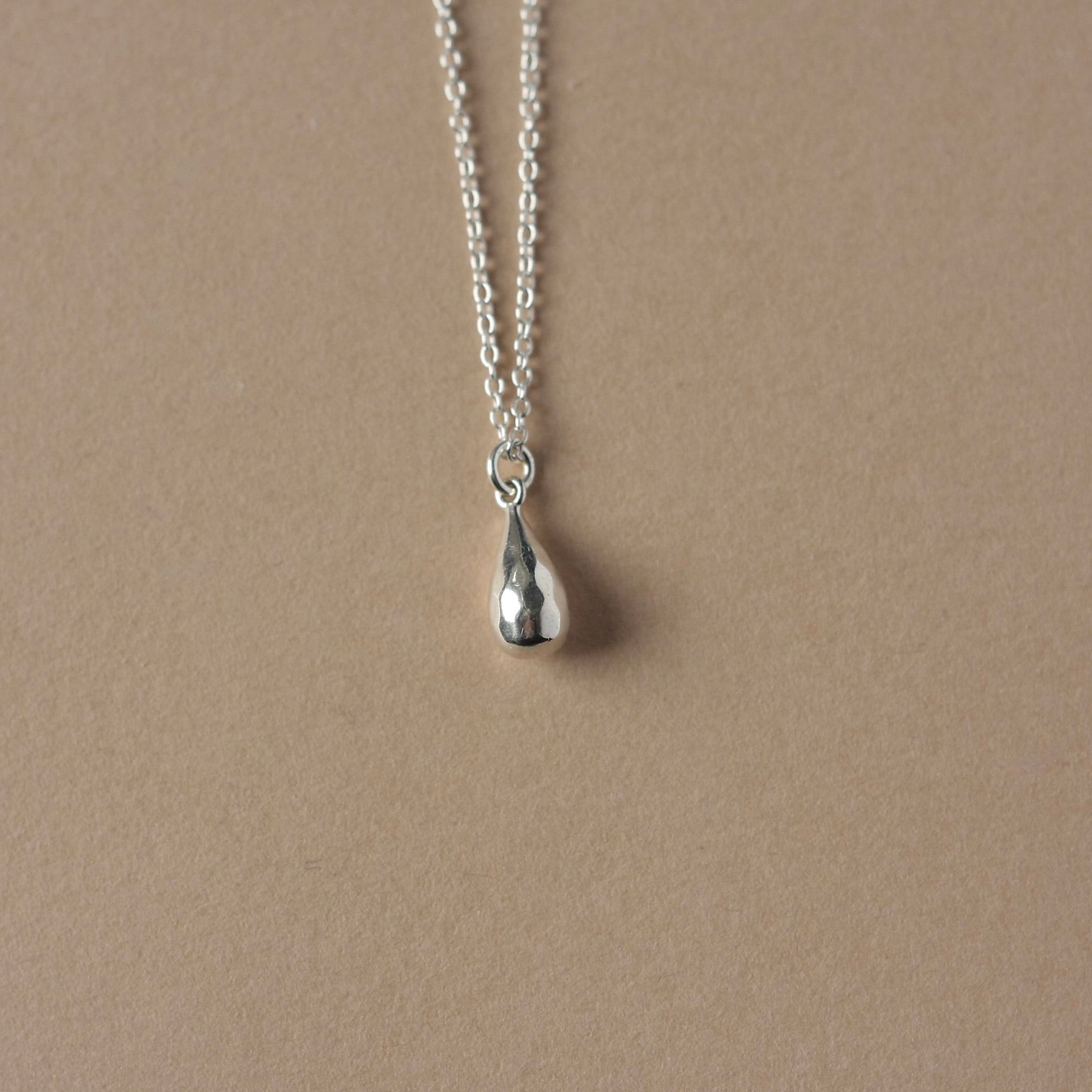 Solid Sterling Silver Teardrop Necklace