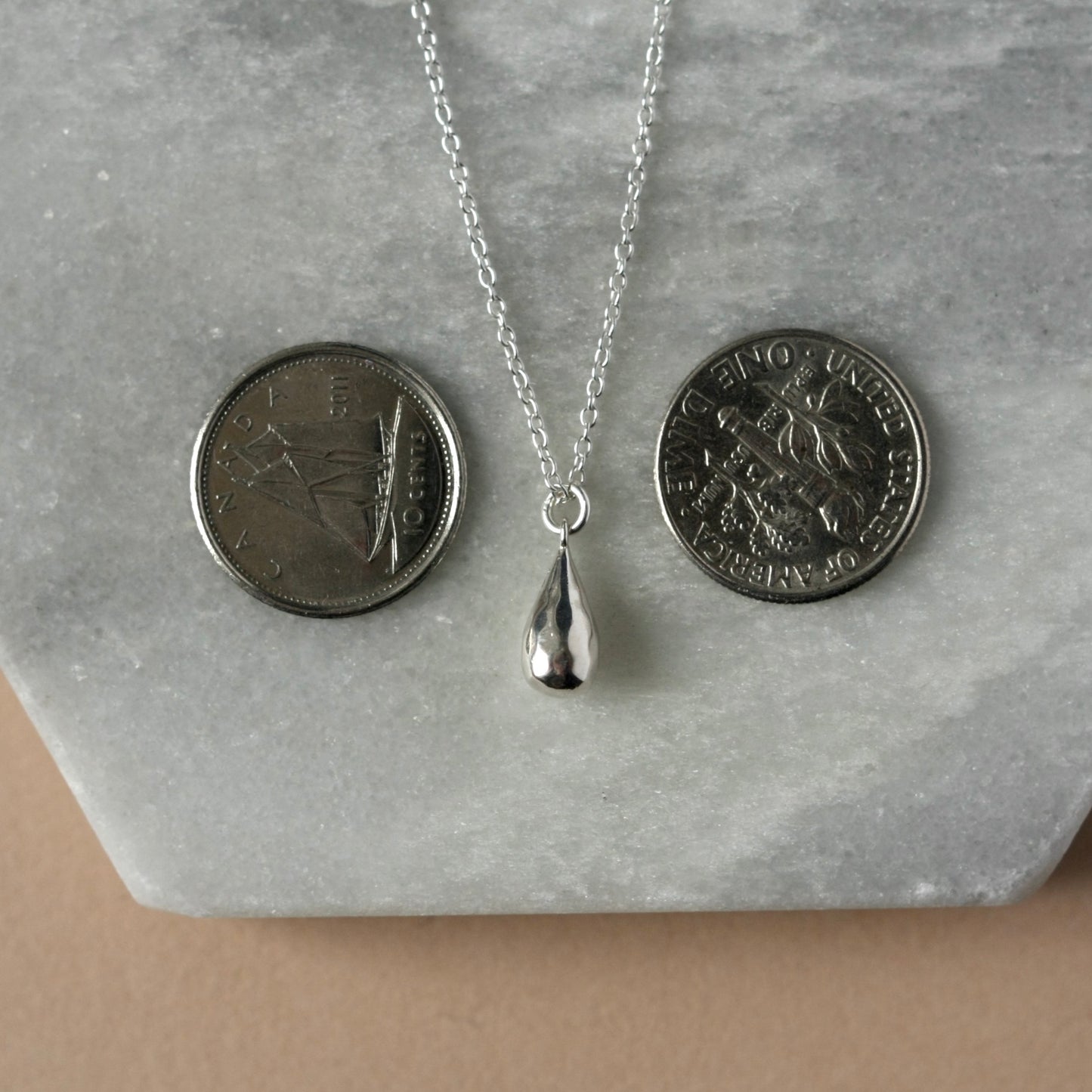 Solid Sterling Silver Teardrop Necklace