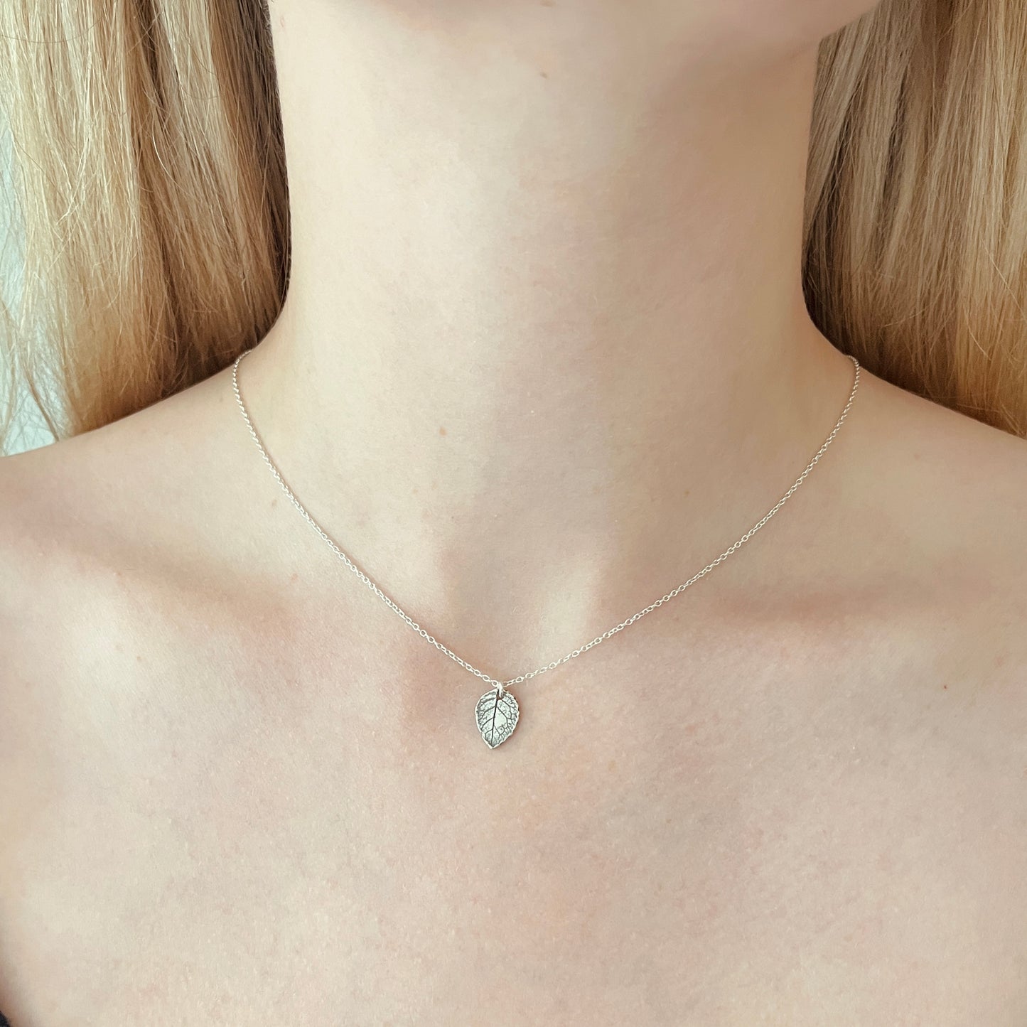 Dainty Sterling Silver Leaf Necklace