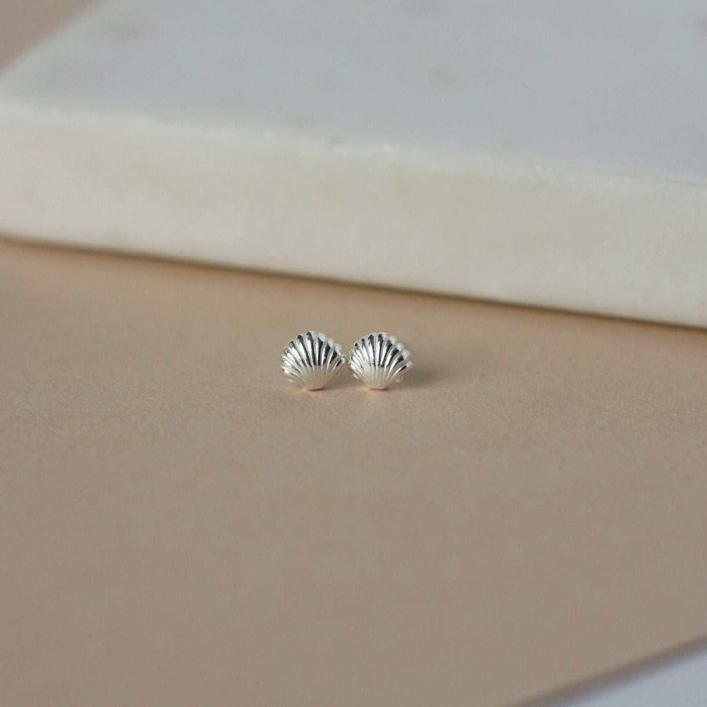 Dainty Sterling Silver Seashell Studs