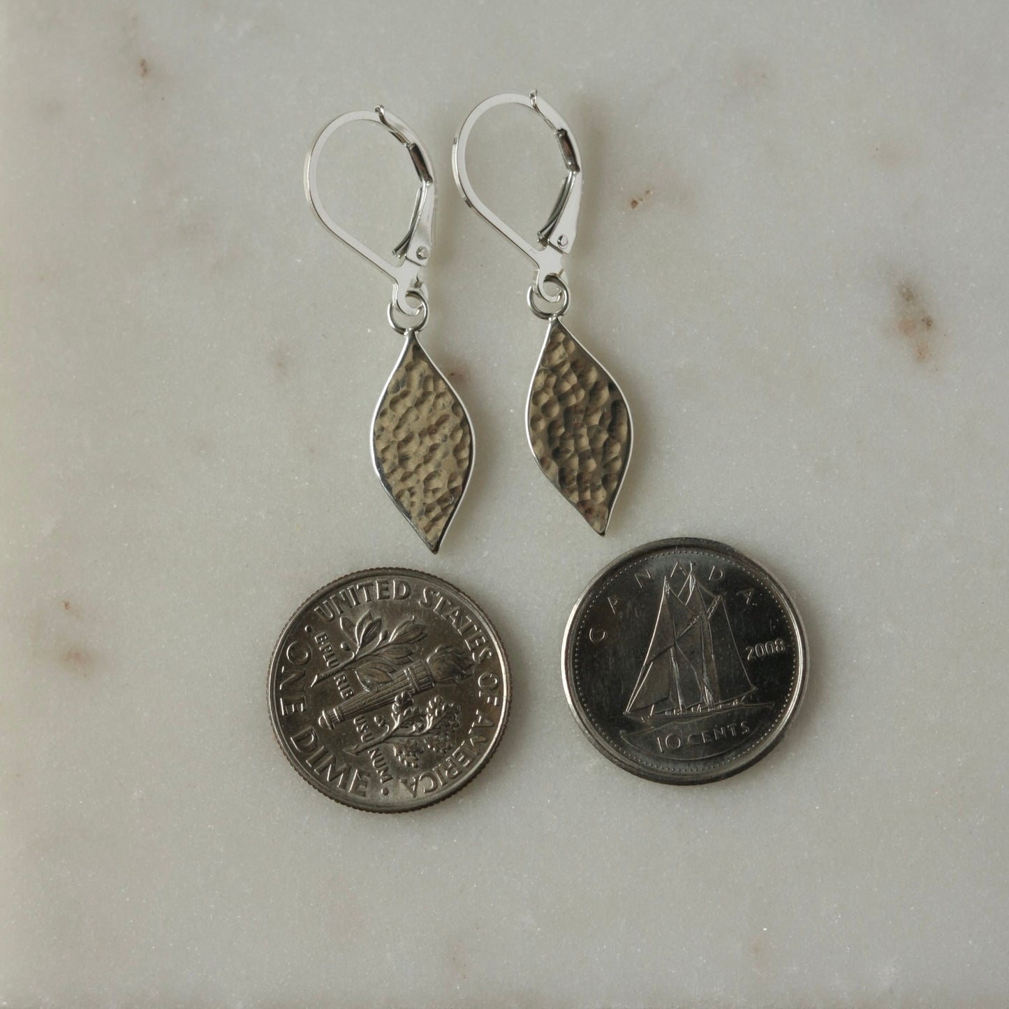 Sterling Silver Hammered Lever Back Earrings