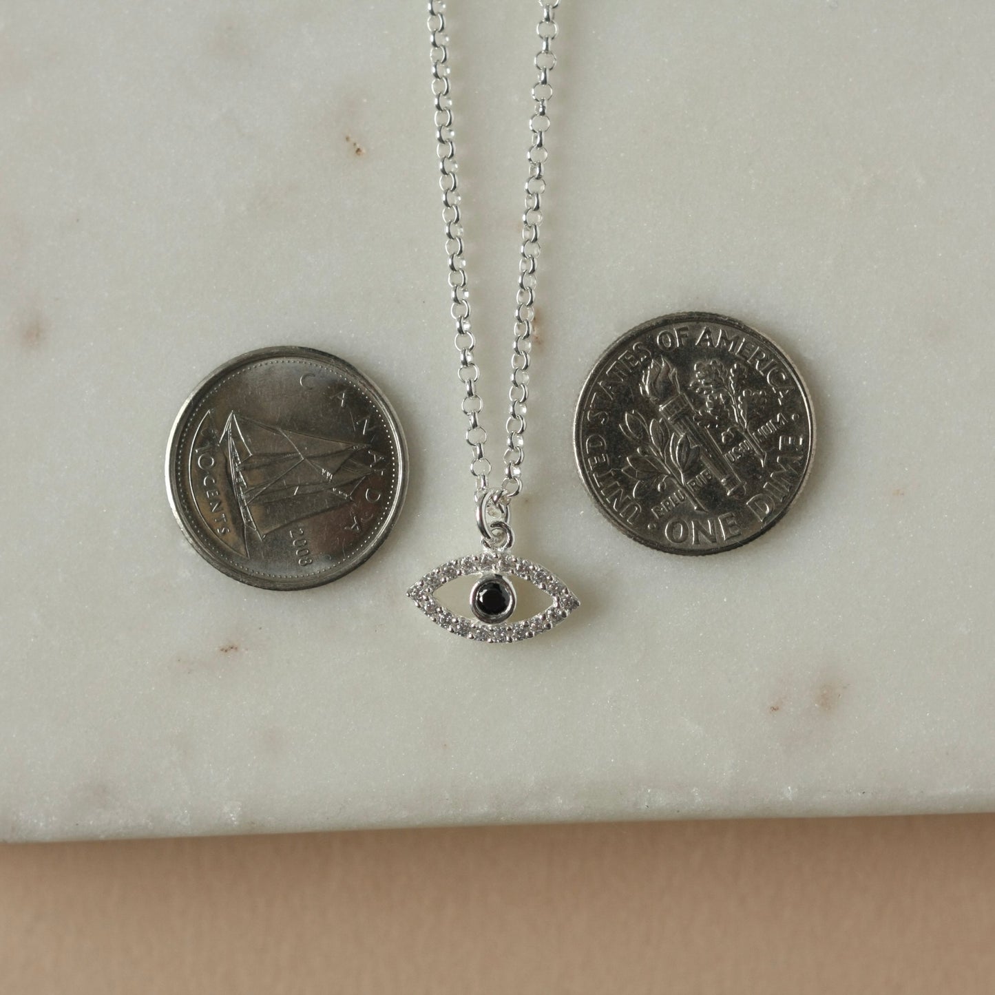 Evil Eye CZ Sterling Silver Necklace