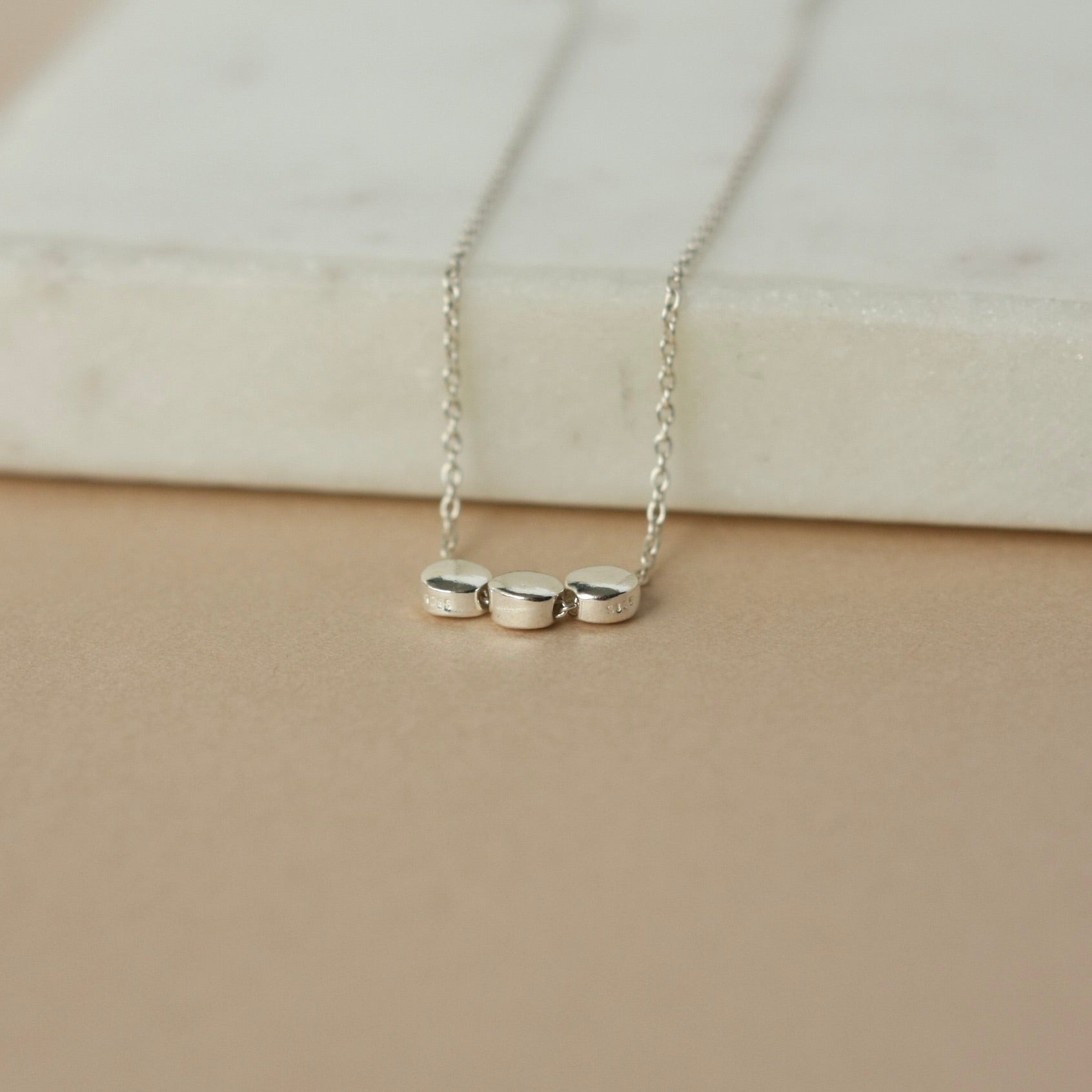 Floating Sterling Silver Bead Necklace