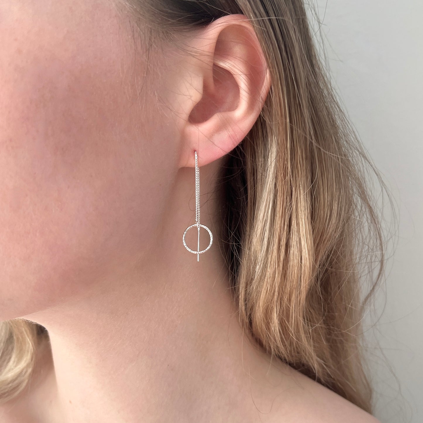 Sterling Silver Circle Threader Earrings