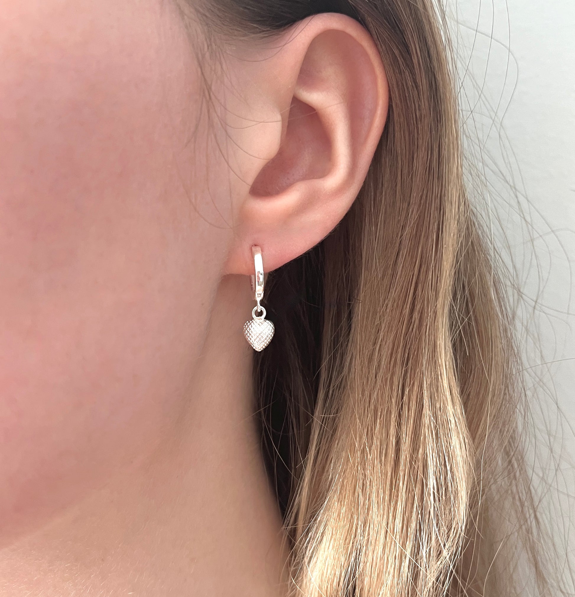 Small Dainty Sterling Silver Heart Huggie Hoops