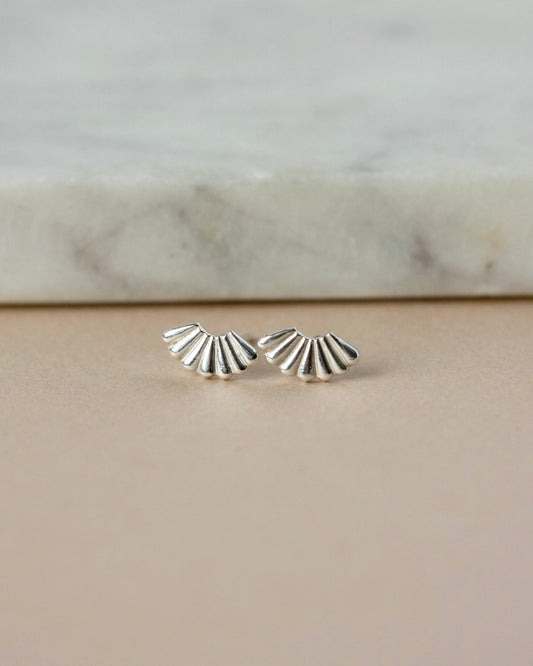 Dainty Sterling Silver Fan Studs