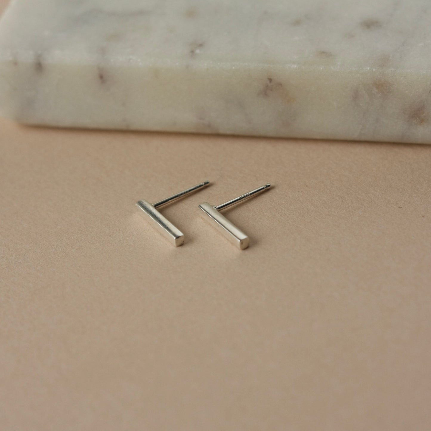Small Sterling Silver Bar Stud Earrings