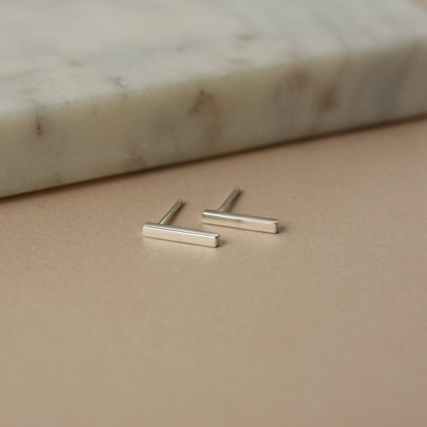 Small Sterling Silver Bar Stud Earrings