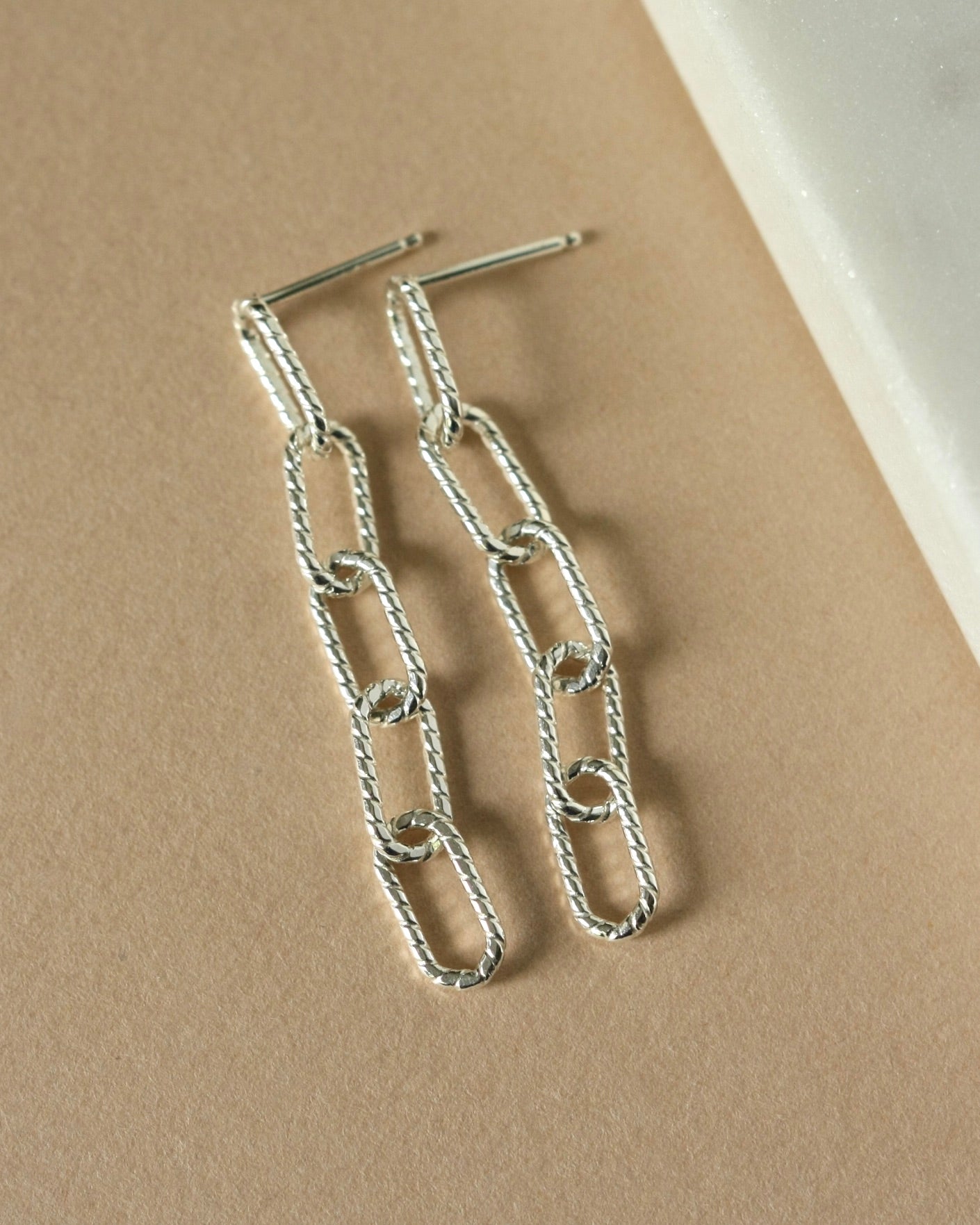 Sterling Silver Paper Clip Chain Earrings