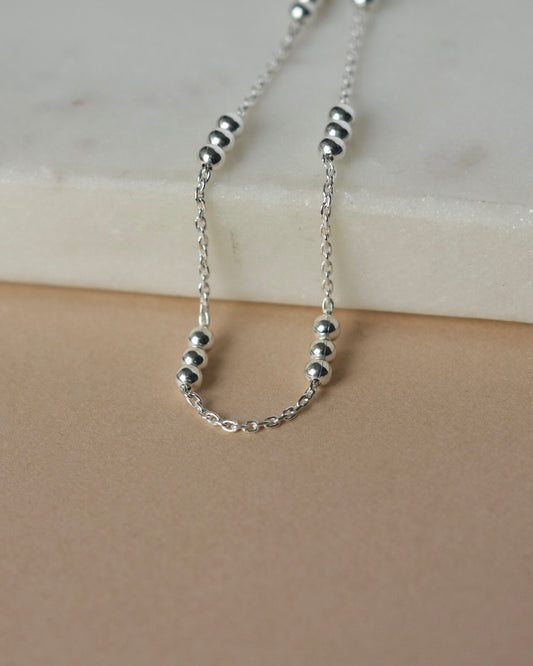 Silver Beaded Chain Necklace