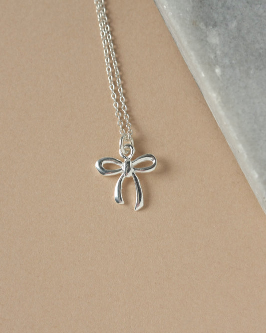 Sterling Silver Small Bow Necklace